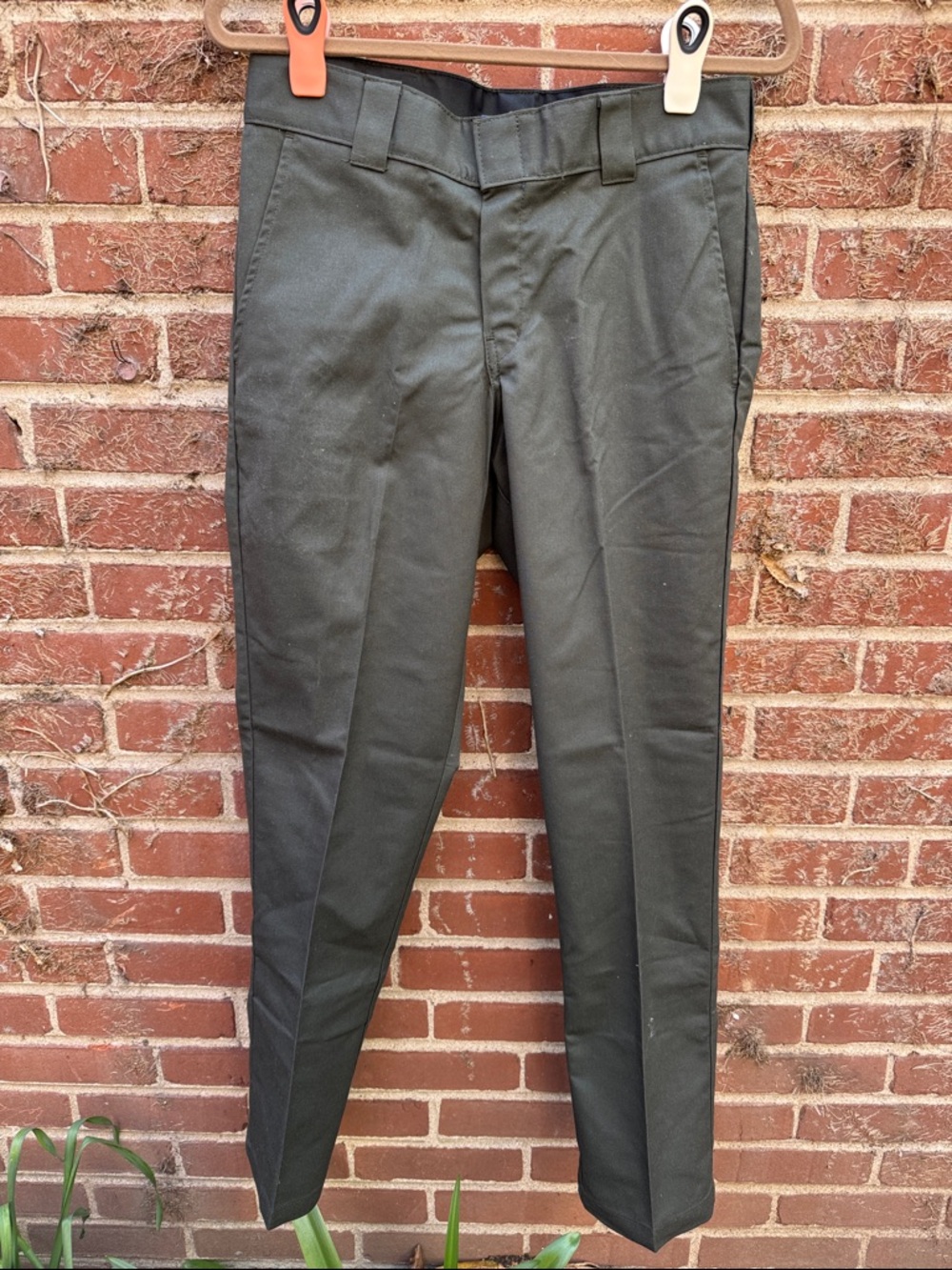 Men's Dark Green Dickies Dress Pants - Classic Straight Fit